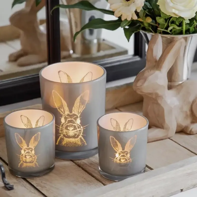 Windlicht Edzard Ostern HASE grau/gold Höhe 13 cm – Bild 4