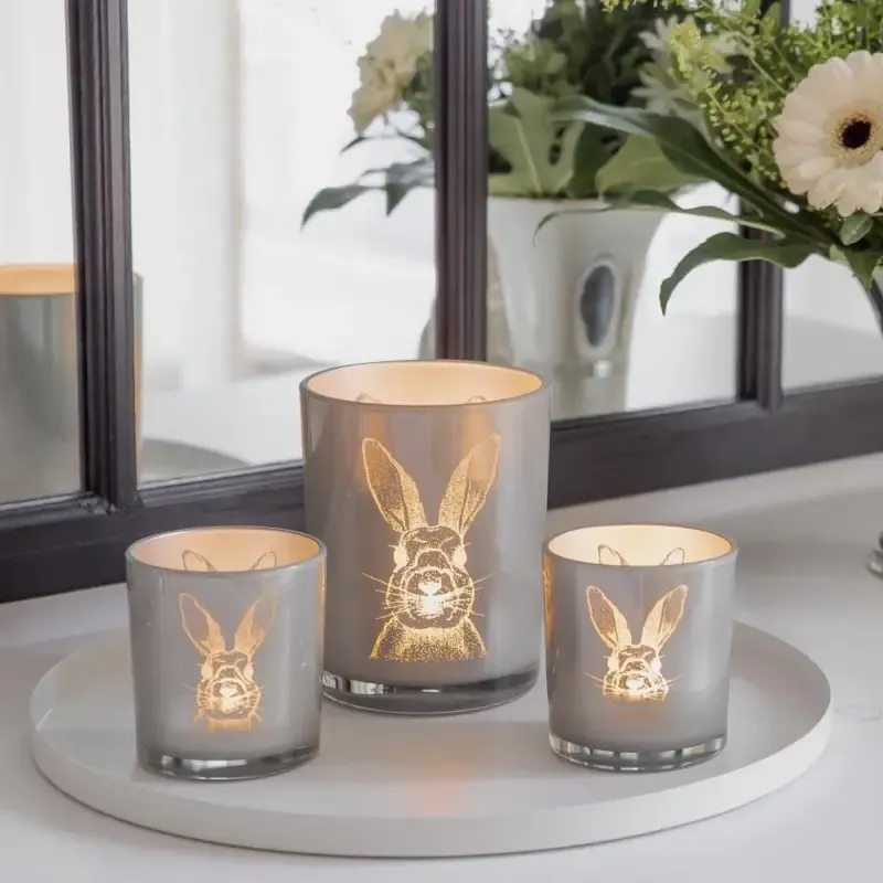 Windlicht Edzard Ostern HASE grau/gold Höhe 13 cm – Bild 5