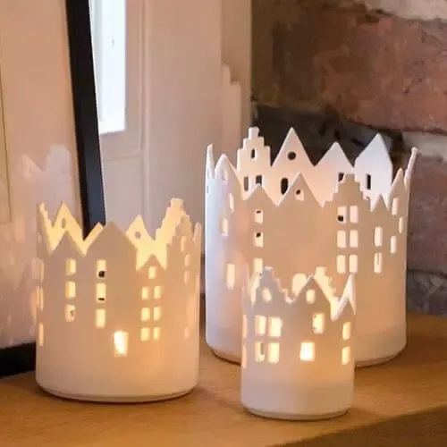 Räder Deko Lichthaus Porzellan weiß Stadtlicht RATHAUSPLATZ H 9 cm