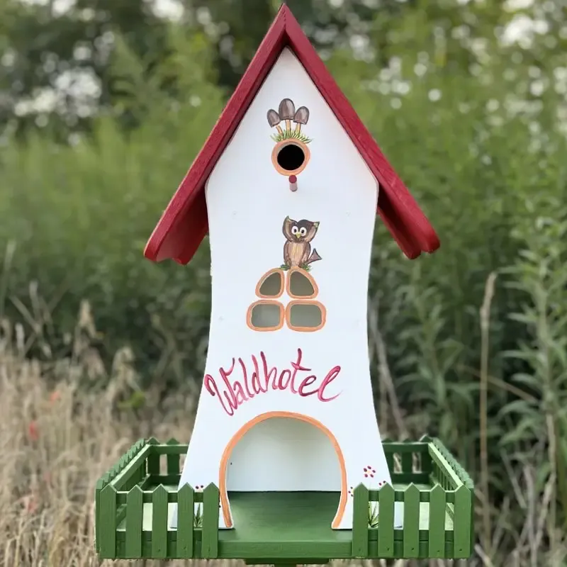Vogelfutterhaus mit Ständer WALDHOTEL Vogelvilla H 65 cm