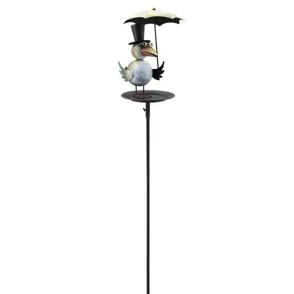 Vogeltränke Gartenstecker Metall Vogel mit Schirm H 137 cm – Bild 2