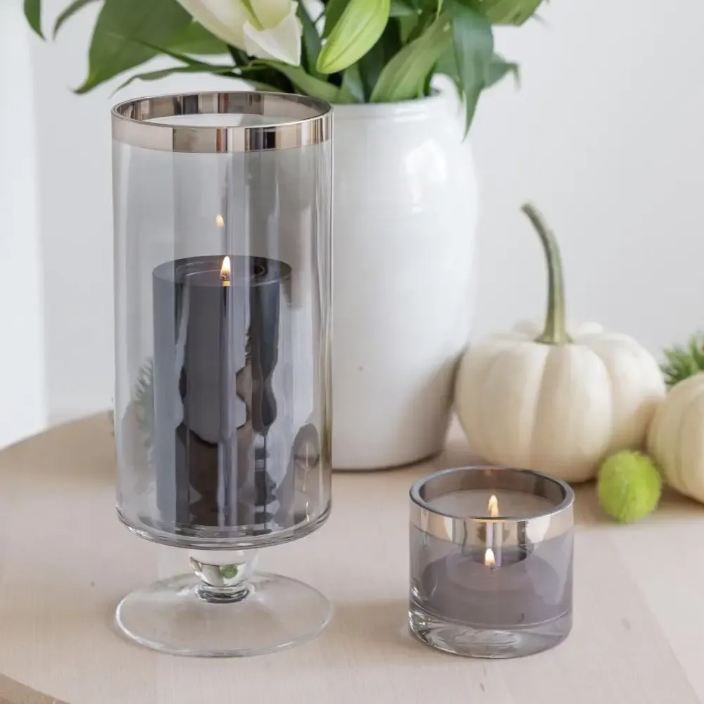 Windlicht Glas Zeus mit Platinrand Edzard H 6 | 15 | 25 cm – Bild 3