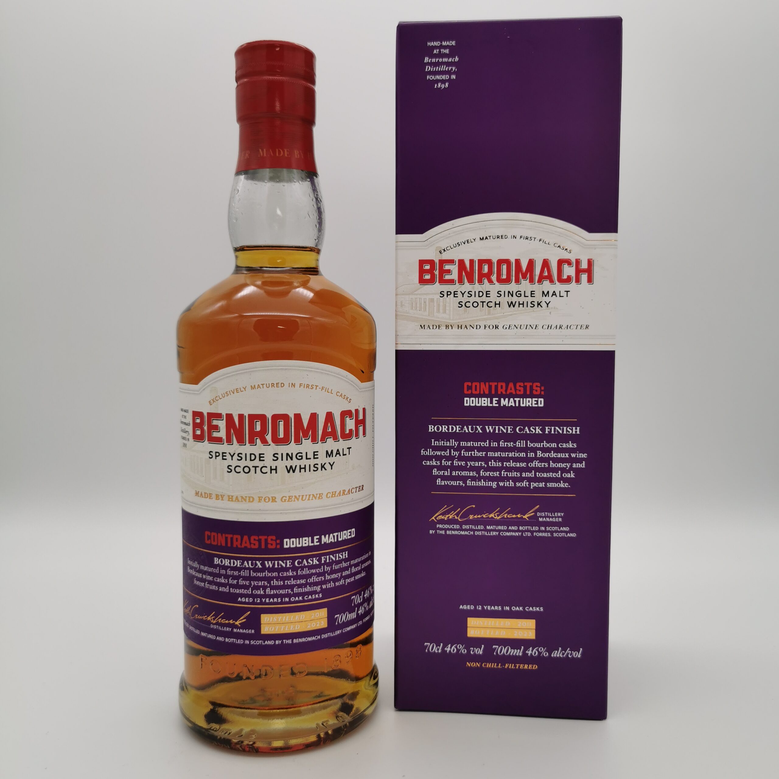 Benromach 12 Jahre 2011/2023 Double Matured Bordeaux Cask 46%vol. 0,7L – Bild 2